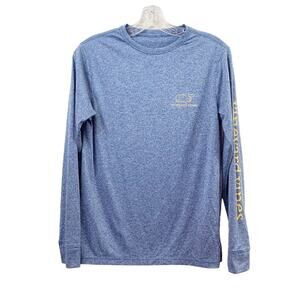 Vineyard Vines Performance Blue Heathered Long Sleeve Top